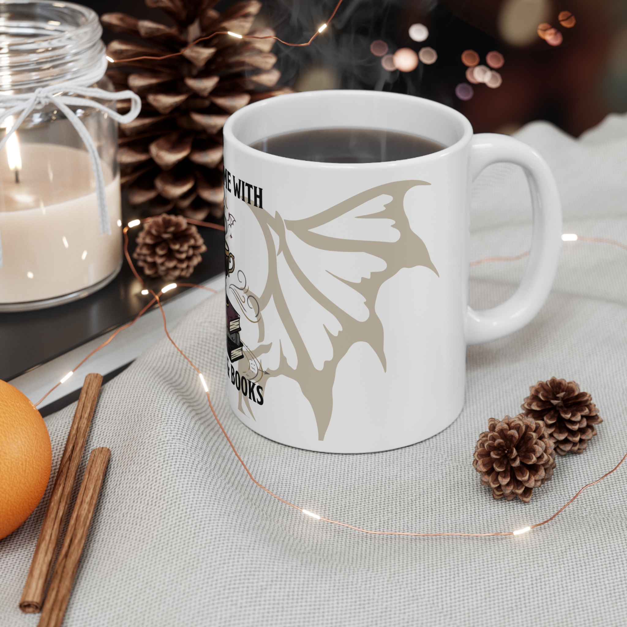 Summon Me With Coffee and Books Mug, Witchy Book Lover Cup, Gothic Reader Gift, Bookish Mug - Image 2
