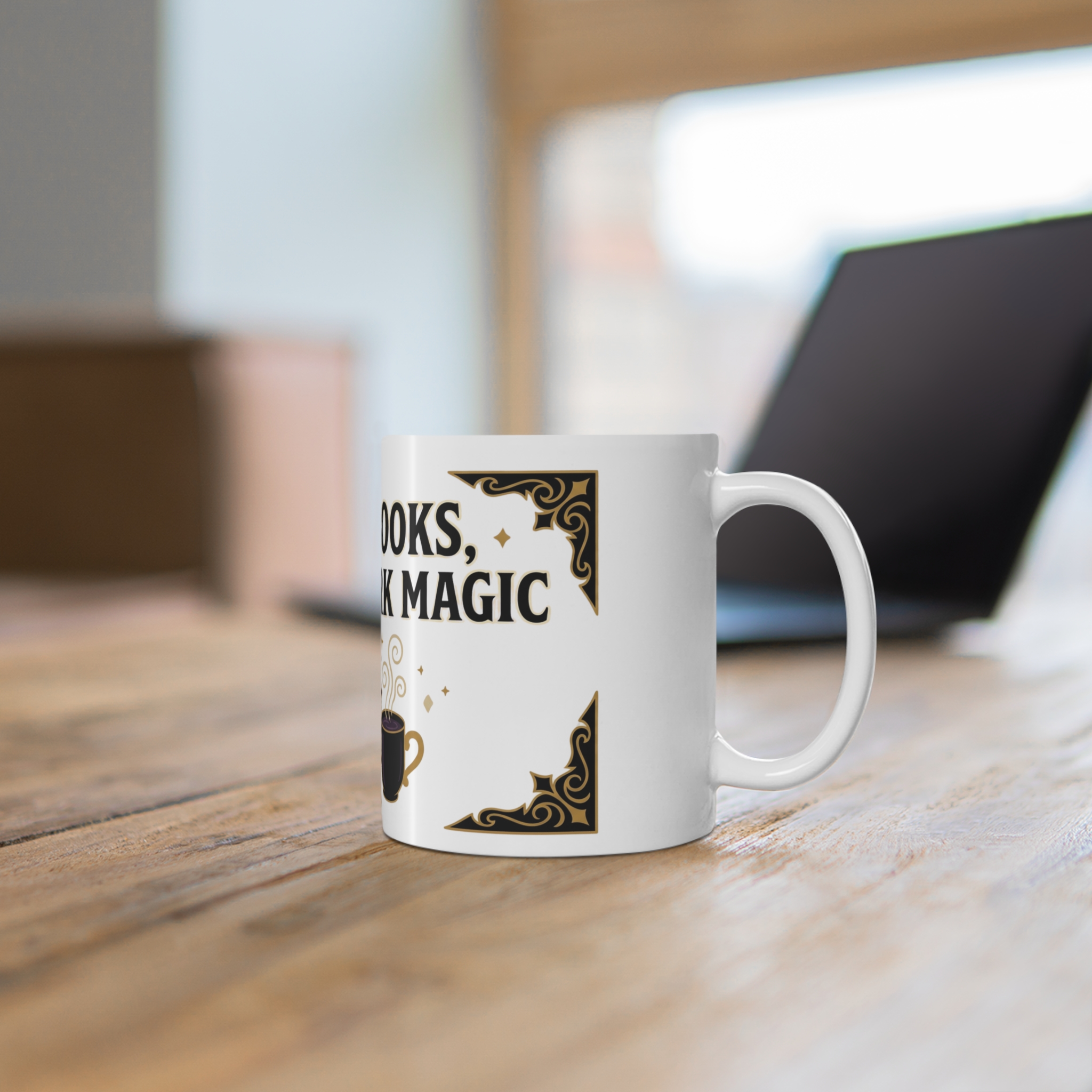 I Hoard Books Coffee and Dark Magic Mug, Gothic Bookworm Cup, Fantasy Reader Gift - Image 2