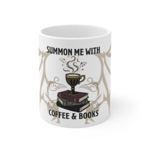 Summon Me With Coffee and Books Mug, Witchy Book Lover Cup, Gothic Reader Gift, Bookish Mug