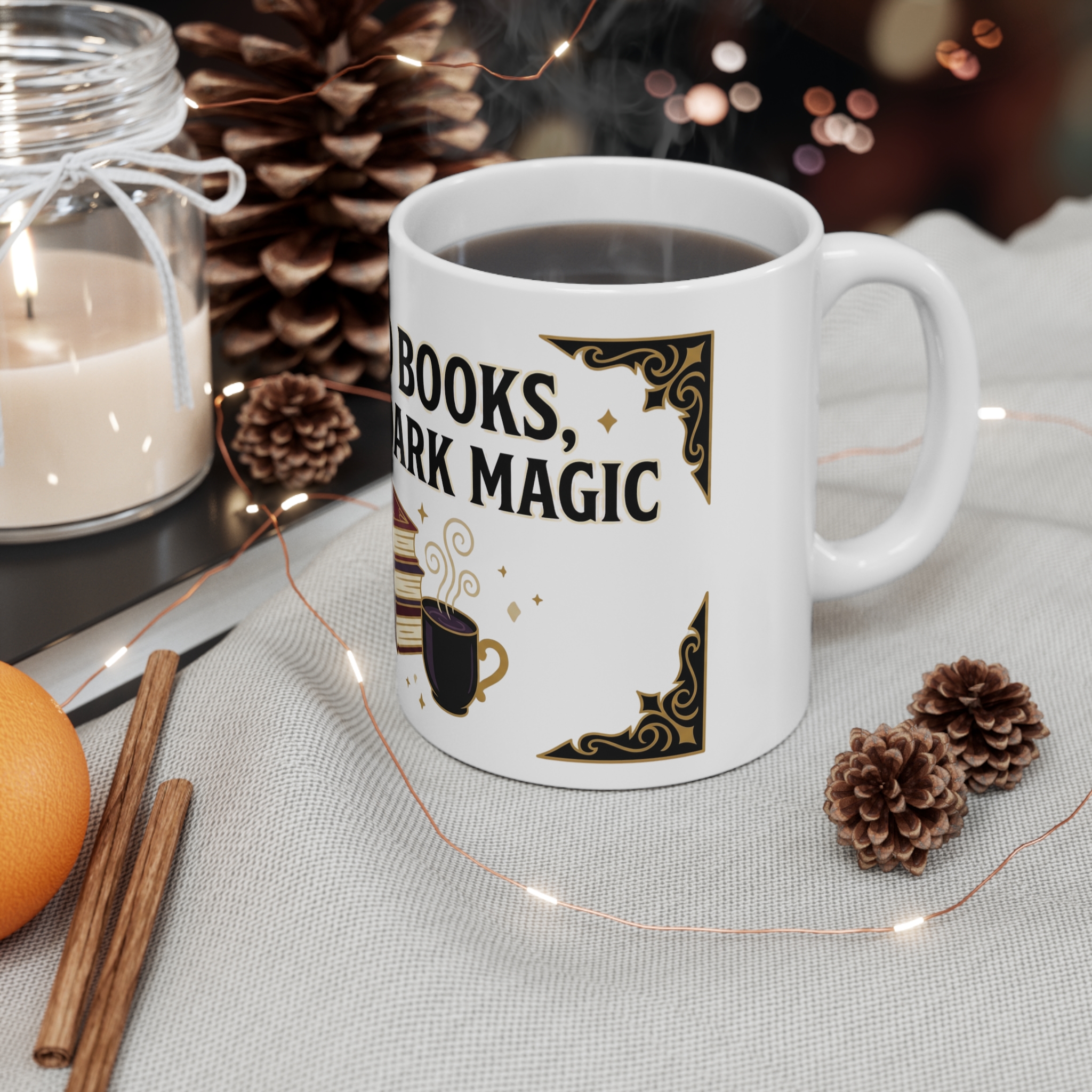 I Hoard Books Coffee and Dark Magic Mug, Gothic Bookworm Cup, Fantasy Reader Gift - Image 3
