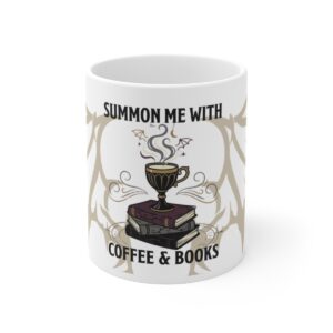 Summon Me With Coffee and Books Mug, Witchy Book Lover Cup, Gothic Reader Gift, Bookish Mug